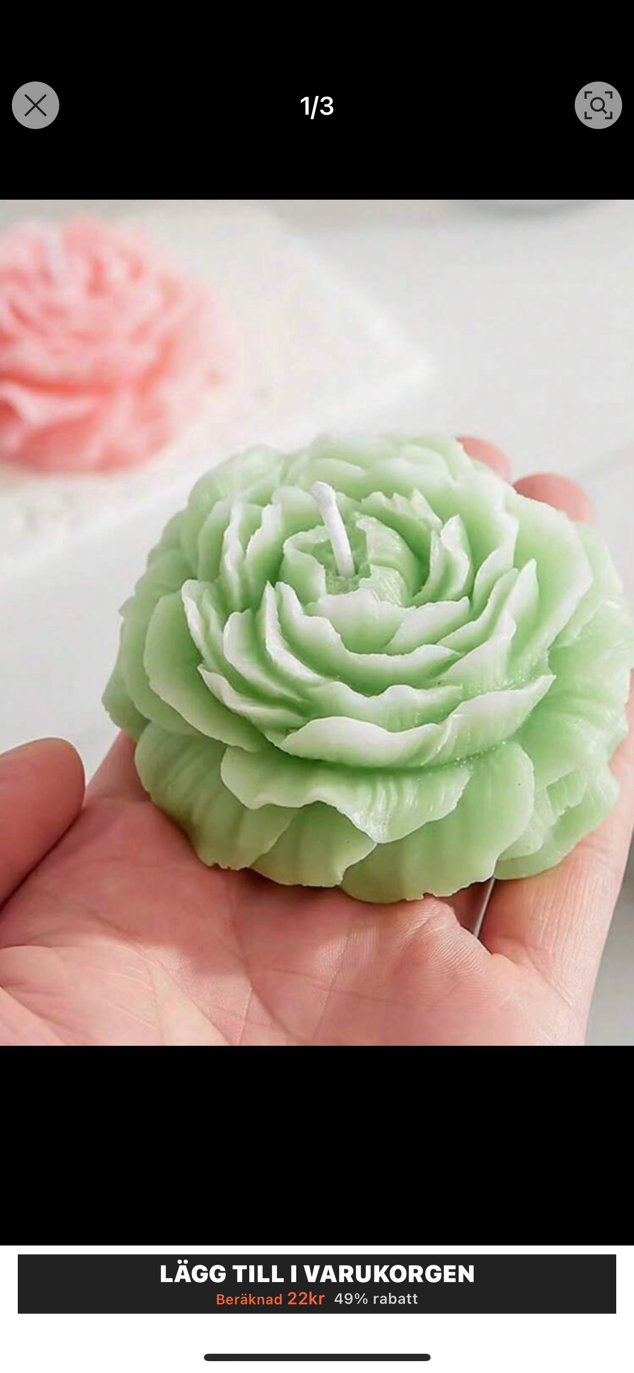 Blomljus – Detaljerad ros i handstorlek